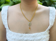 Yellow Aquamarine Necklace with Druzy Pendant