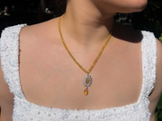 Yellow Aquamarine Necklace with Druzy Pendant