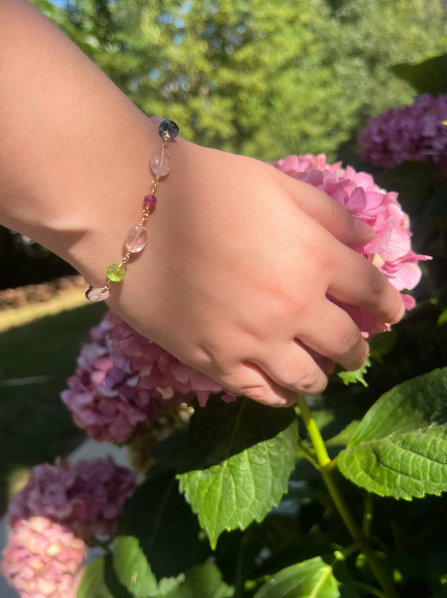 Morganite and Mixed Gemstone Bracelet