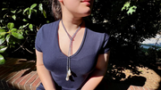 Iolite Lariat Multi Way Necklace with Baroque Pearl Ends