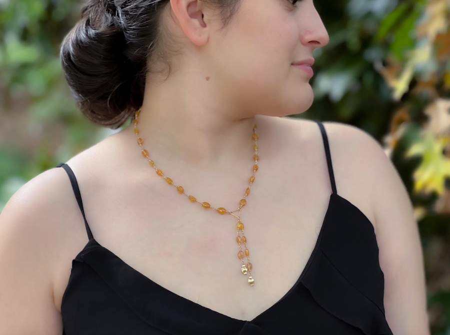 Yellow Sapphire Lariat Necklace