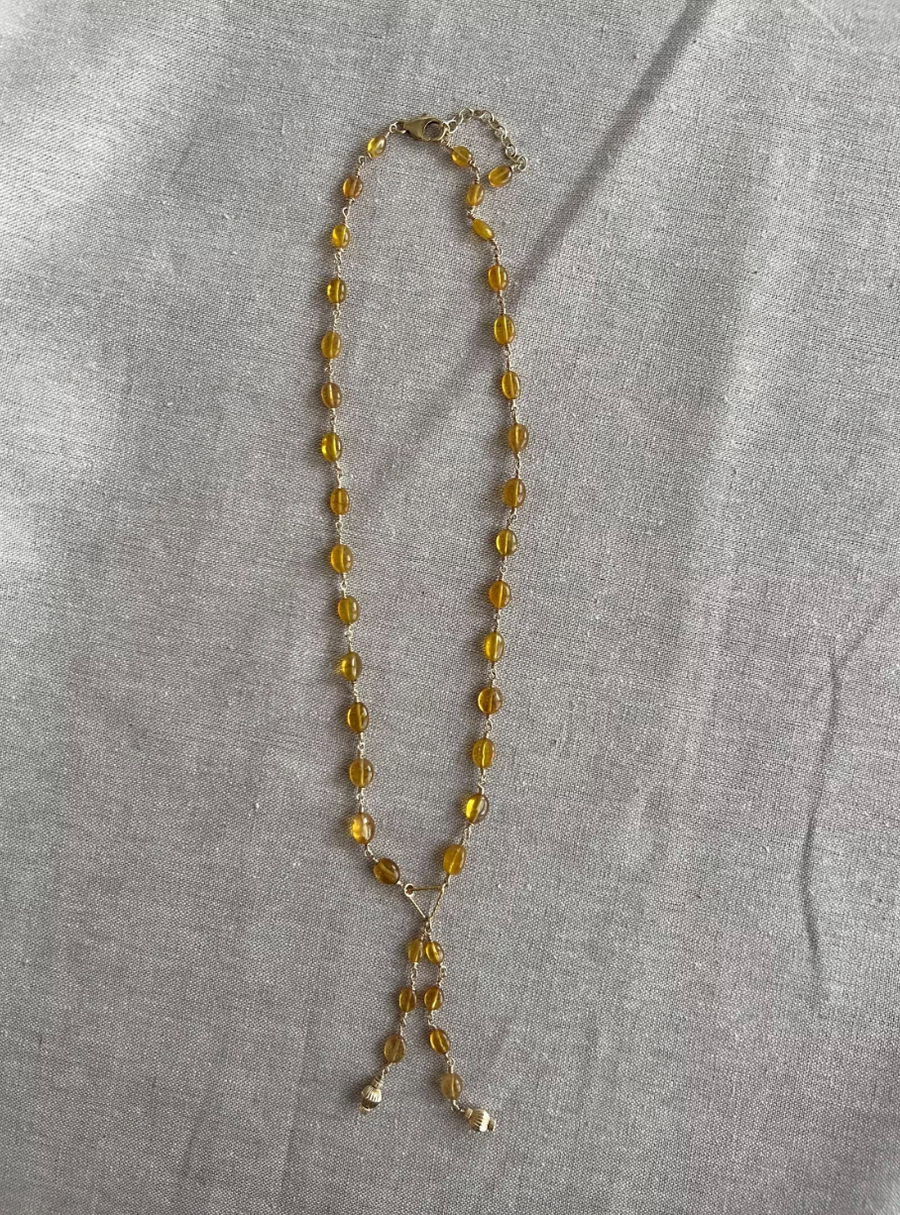 Yellow Sapphire Lariat Necklace