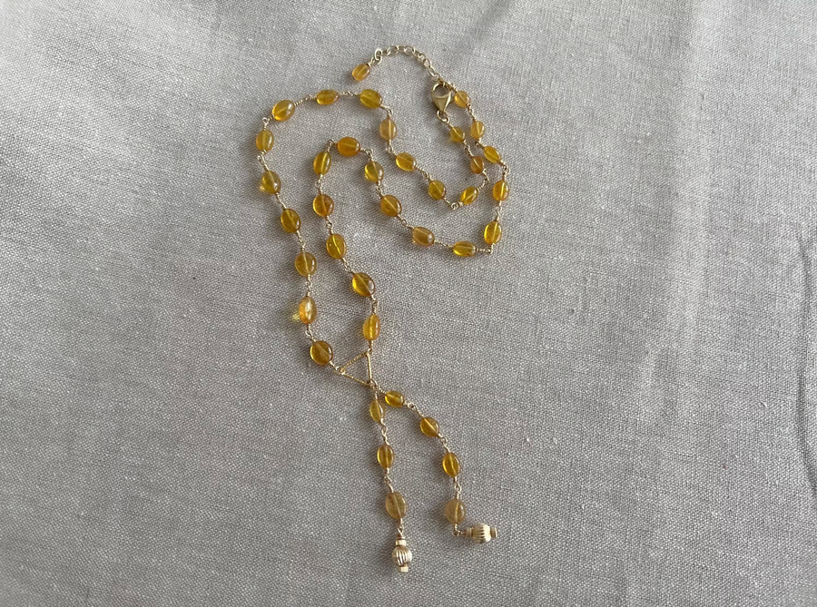 Yellow Sapphire Lariat Necklace