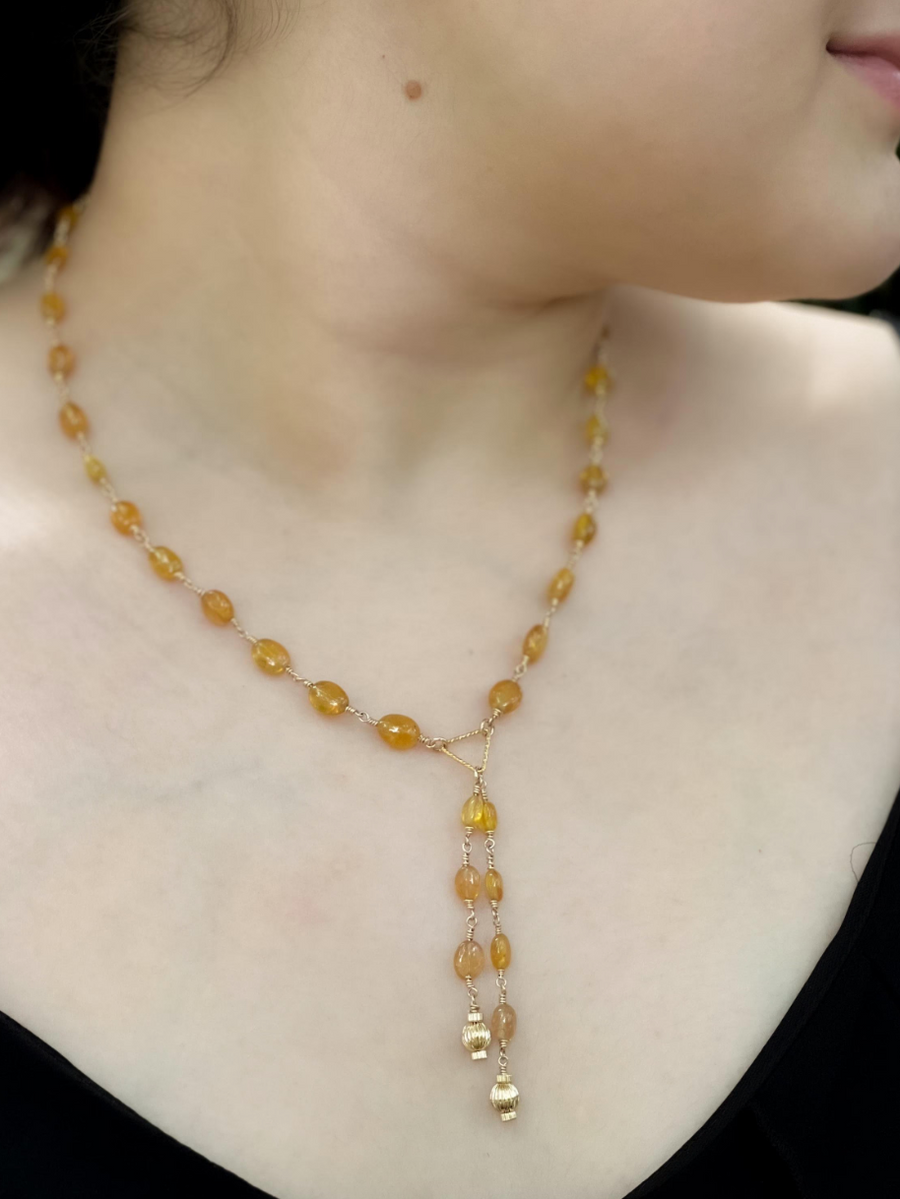 Yellow Sapphire Lariat Necklace