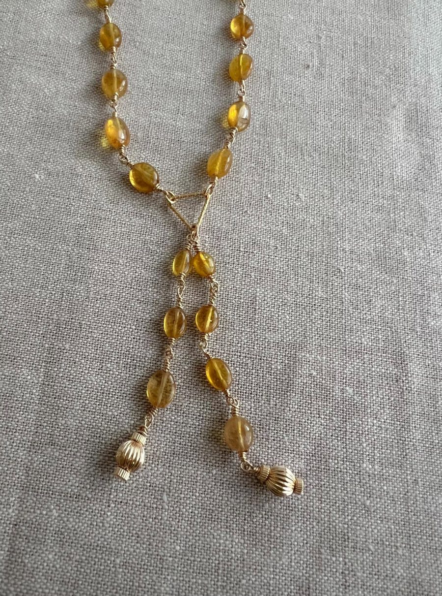 Yellow Sapphire Lariat Necklace