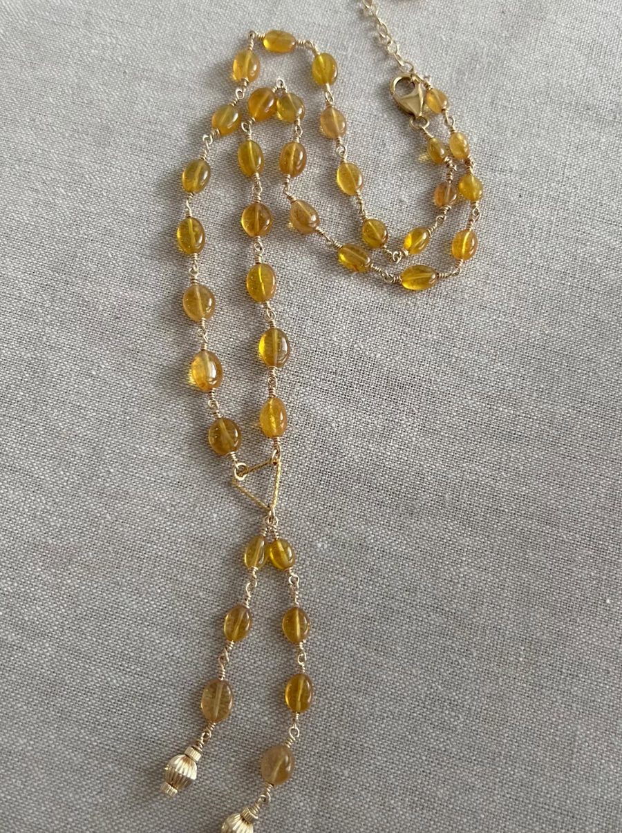 Yellow Sapphire Lariat Necklace