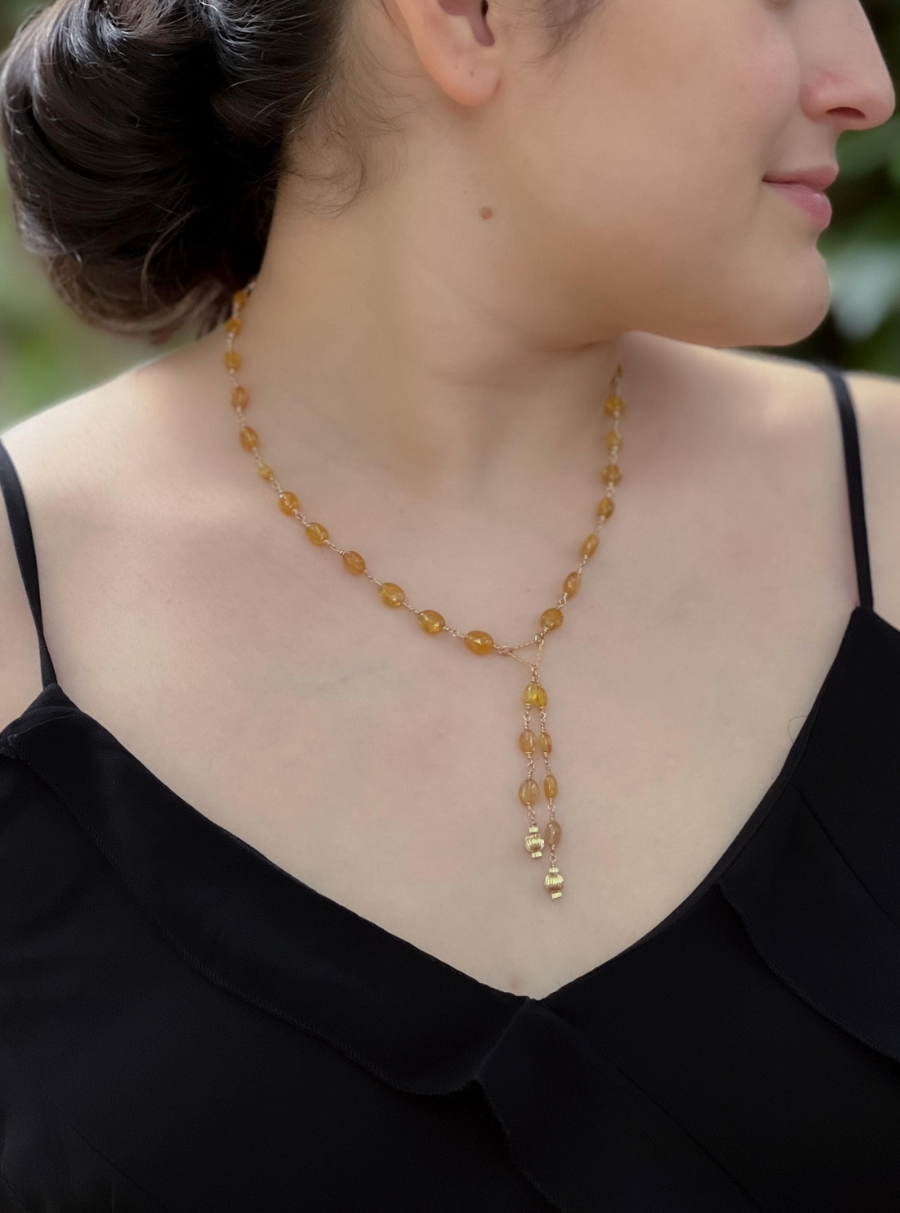 Yellow Sapphire Lariat Necklace