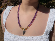 Amethyst Necklace with Lemon Quartz Accents and Pave Diamond Pendant