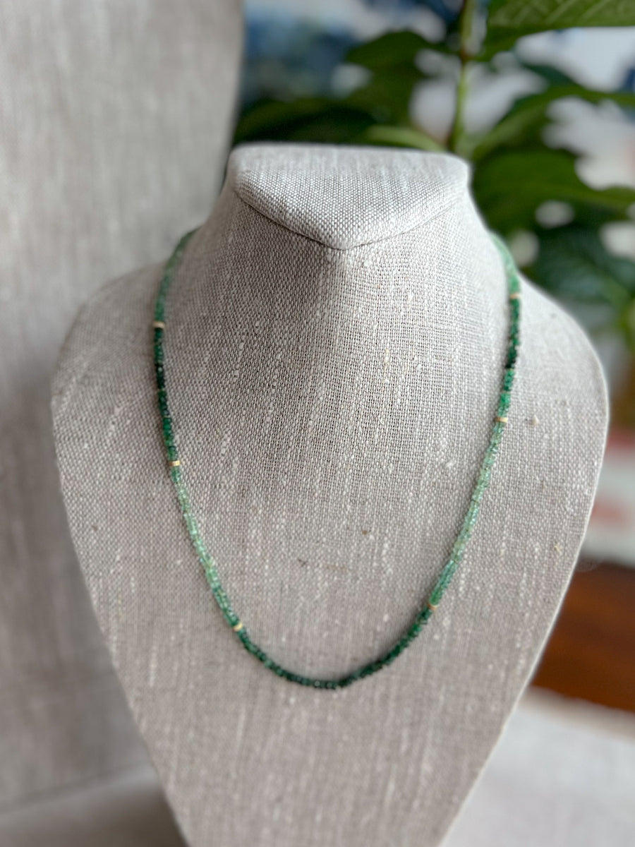 Emerald Ombre Necklace with Gold Accents