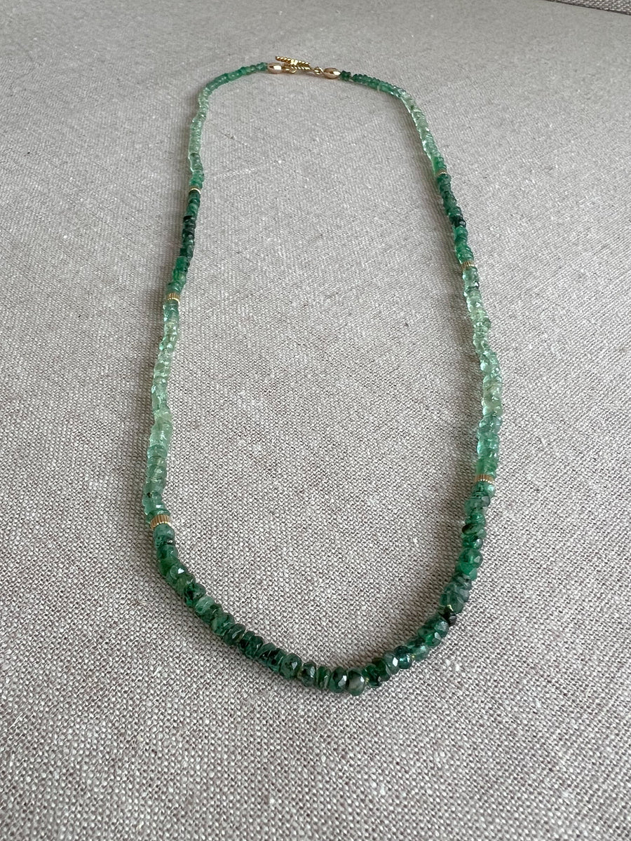 Emerald Ombre Necklace with Gold Accents