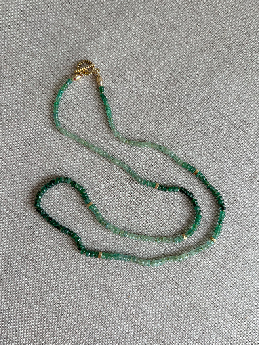 Emerald Ombre Necklace with Gold Accents