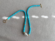 Sleeping Beauty Turquoise Heishi Necklace with Baroque Pearl Accent