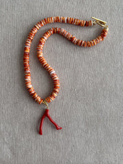 Spiny Oytster Shell Neclace with Italian Red Coral Pendant