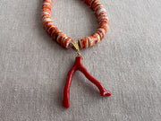 Spiny Oytster Shell Neclace with Italian Red Coral Pendant