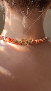 Spiny Oytster Shell Neclace with Italian Red Coral Pendant