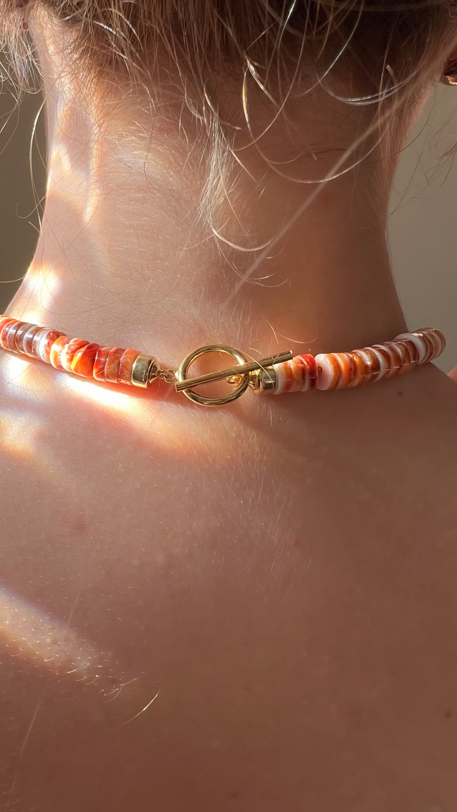 Spiny Oytster Shell Neclace with Italian Red Coral Pendant