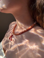 Spiny Oytster Shell Neclace with Italian Red Coral Pendant