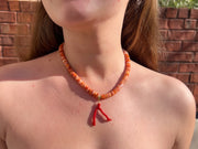 Spiny Oytster Shell Neclace with Italian Red Coral Pendant
