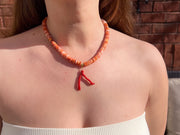 Spiny Oytster Shell Neclace with Italian Red Coral Pendant