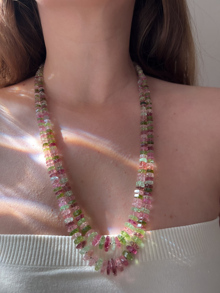 Tourmaline Bolts Double Strand Necklace