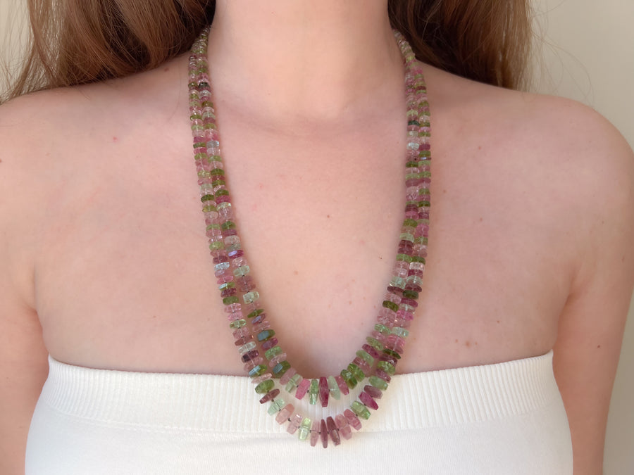 Tourmaline Bolts Double Strand Necklace