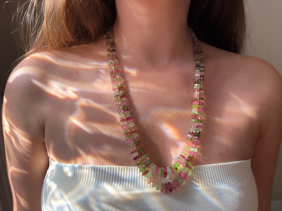 Tourmaline Bolts Double Strand Necklace