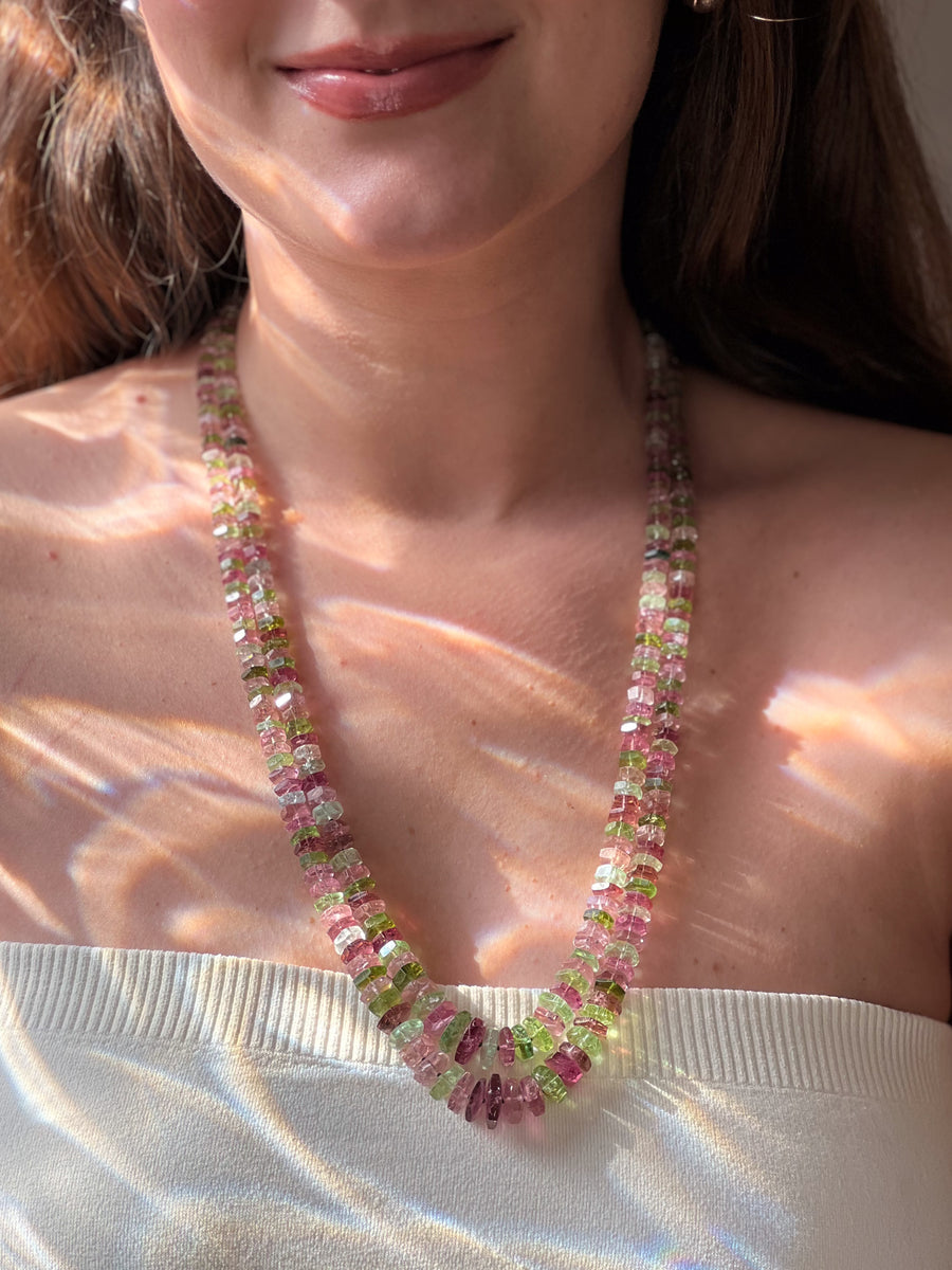 Tourmaline Bolts Double Strand Necklace