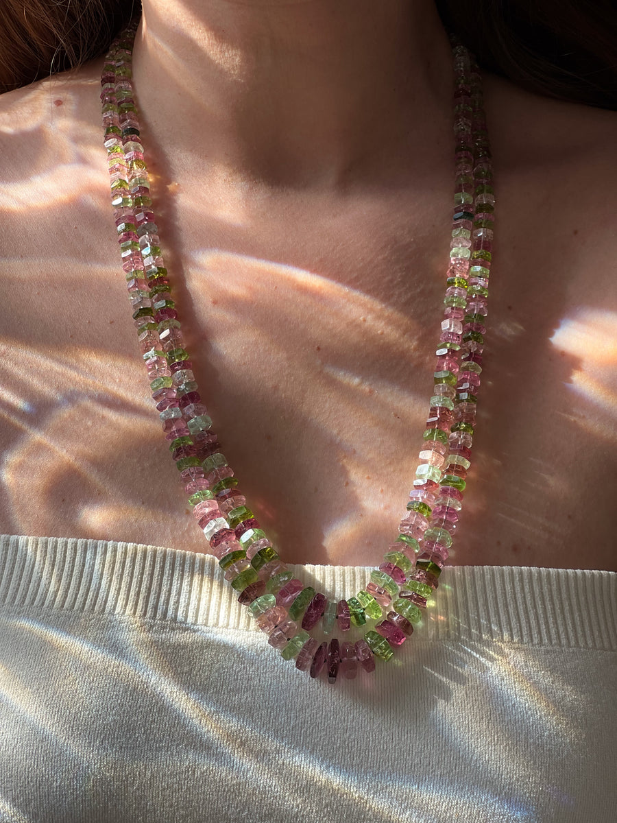 Tourmaline Bolts Double Strand Necklace
