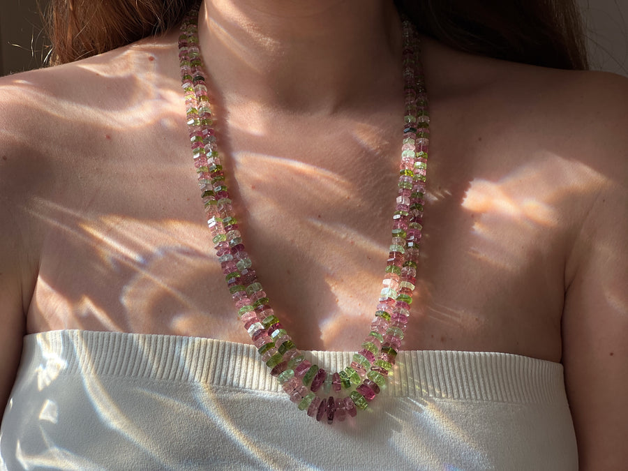 Tourmaline Bolts Double Strand Necklace
