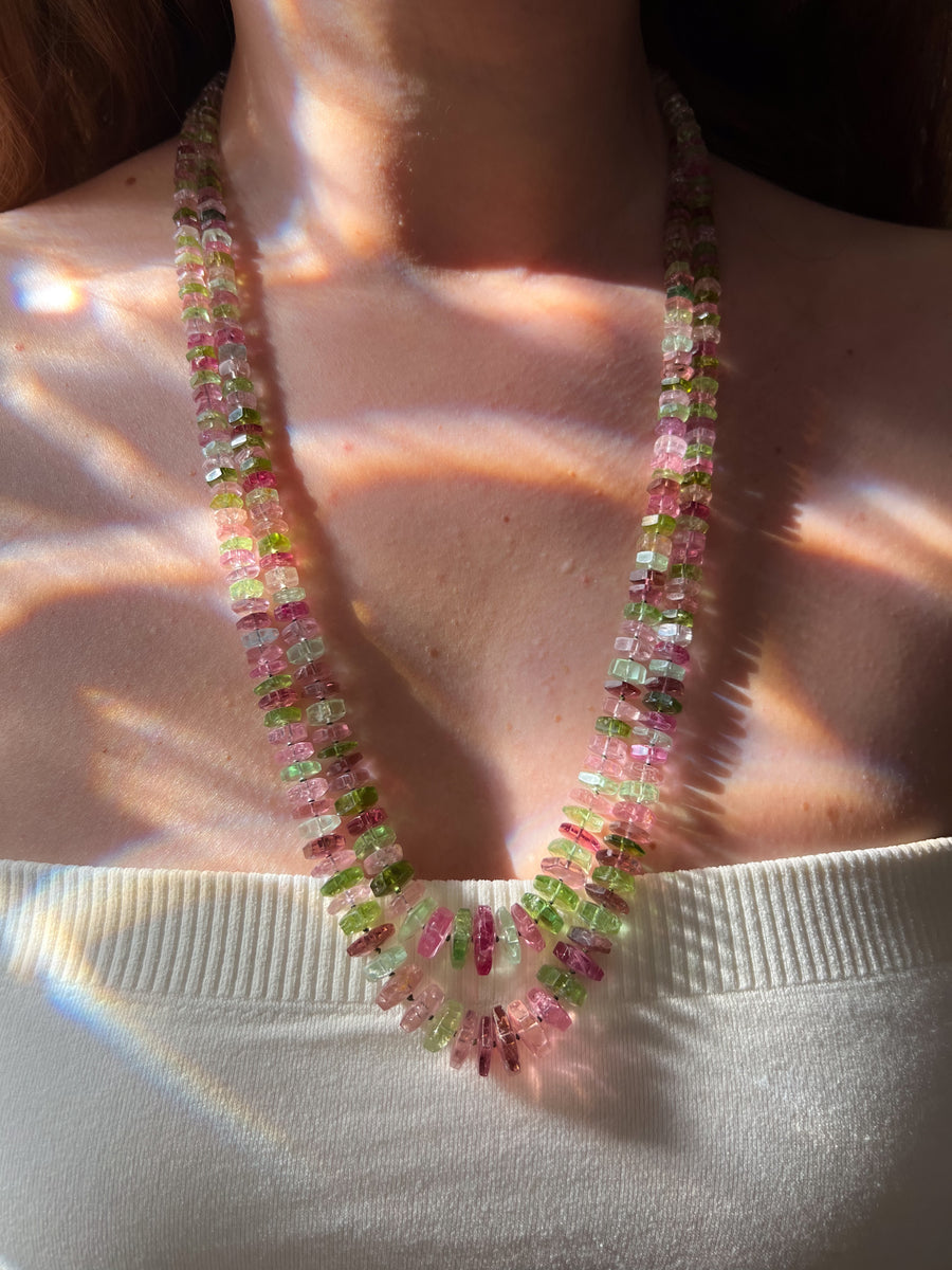Tourmaline Bolts Double Strand Necklace