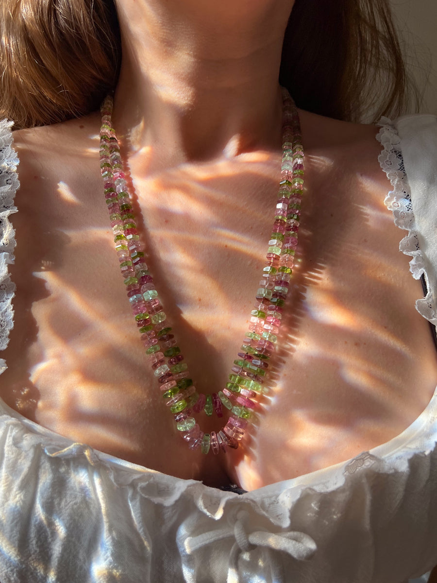 Tourmaline Bolts Double Strand Necklace
