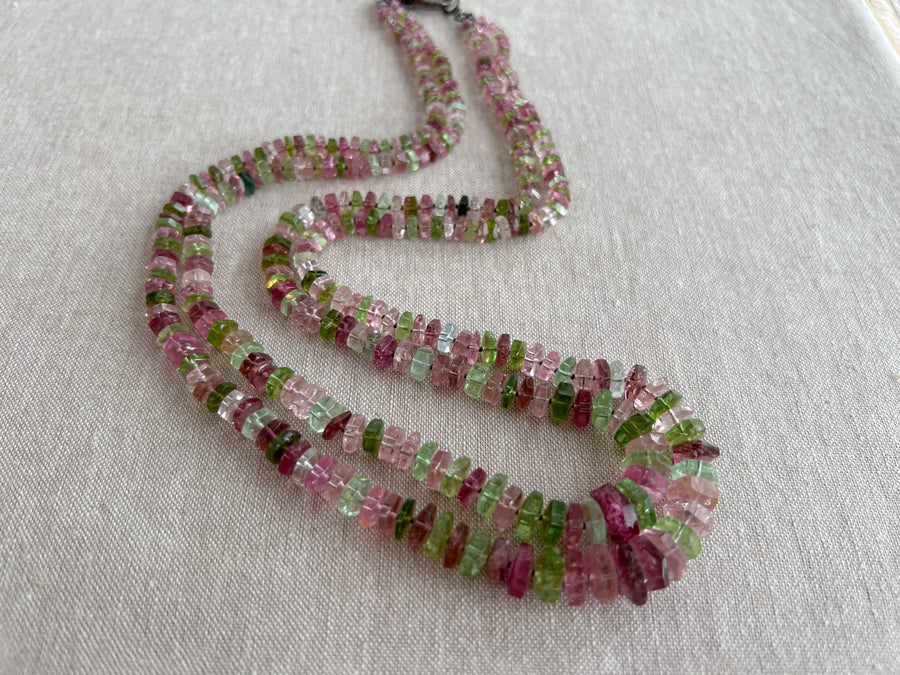 Tourmaline Bolts Double Strand Necklace