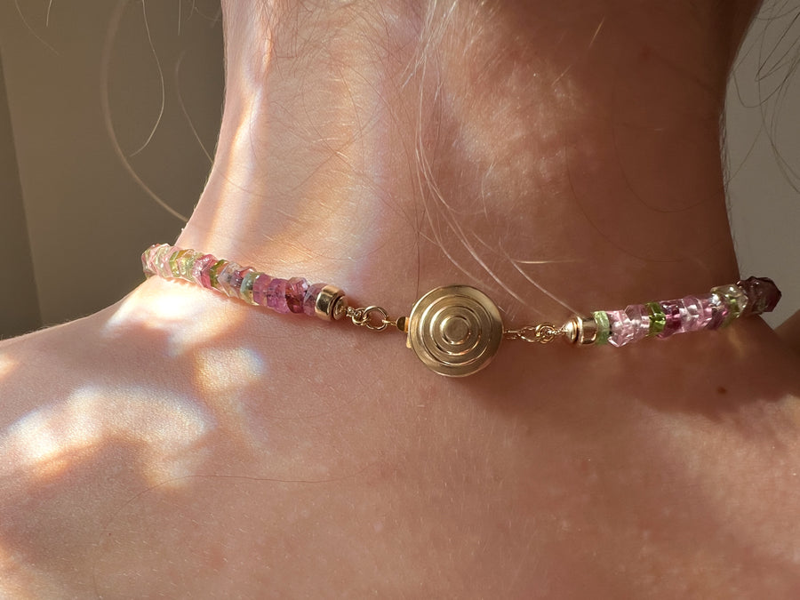 Tourmaline Faceted Bolts Necklace