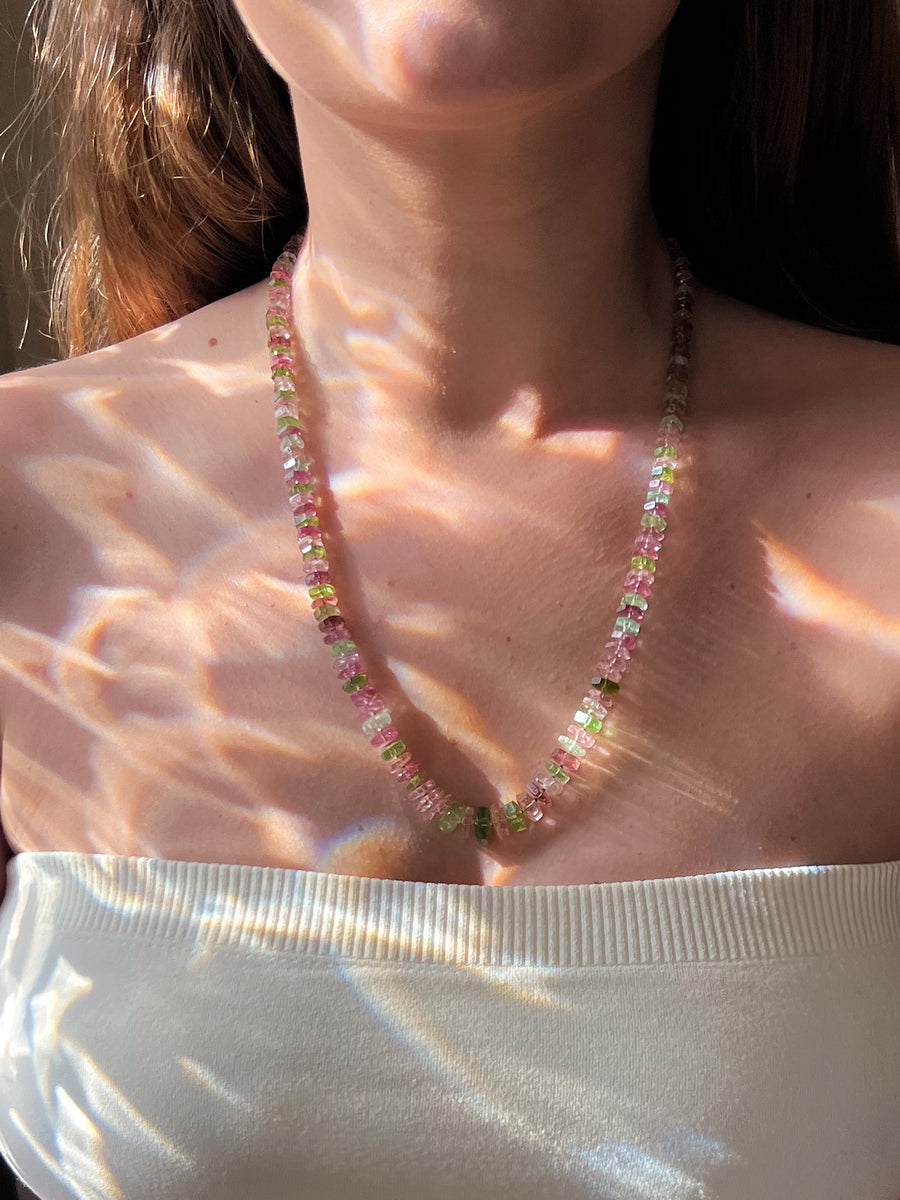 Tourmaline Faceted Bolts Necklace