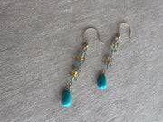 Turquoise Dangle Earrings with Aquamarines and Citrines