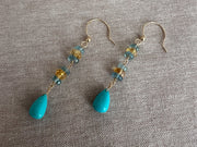 Turquoise Dangle Earrings with Aquamarines and Citrines