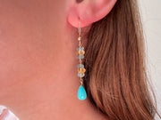 Turquoise Dangle Earrings with Aquamarines and Citrines