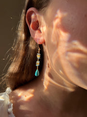 Turquoise Dangle Earrings with Aquamarines and Citrines