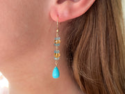 Turquoise Dangle Earrings with Aquamarines and Citrines