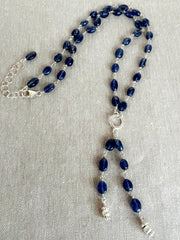 Sapphire and Sterling Silver Lariat Style Necklace