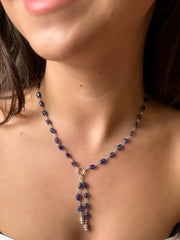 Sapphire and Sterling Silver Lariat Style Necklace