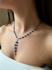 Sapphire and Sterling Silver Lariat Style Necklace