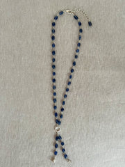 Sapphire and Sterling Silver Lariat Style Necklace