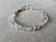 AAA Herkimer Diamond Bracelet on Blue Silk with Gold Accents, April Birthstone, Natural Herkimer Diamonds, Boho, Gift for Her, Timeless