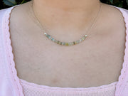 Dainty Sterling Silver Necklace with Aquamarine Focal Bar
