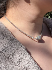 Labradorite Necklace with Baroque Pearl Accent, Gemstone Necklace, Gifts for Her, Mother's Day, Boho Style, Fall Jewelry,