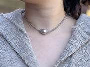 Labradorite Necklace with Baroque Pearl Accent