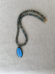 Labradorite Heishi Necklace with Labradorite Pendant