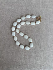 White Jade and Gold Bead Necklace