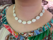 White Jade and Gold Bead Necklace